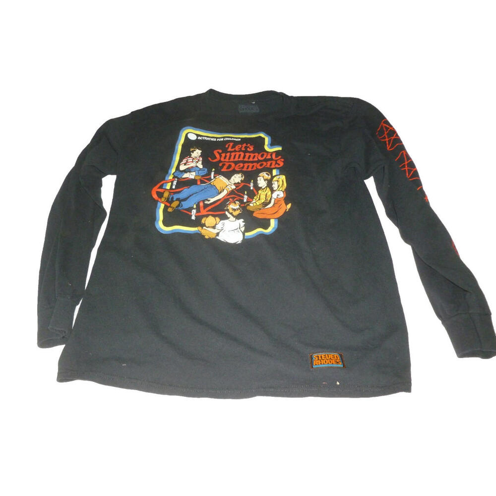 Steven Rhodes Let's‎ Summon Demons Black LS T-Shirt Size Large Adult